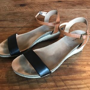 black and brown sandals